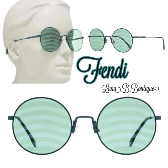 ??Authentic?FENDI? Round Green Wavy Sunglasses? display picture 1